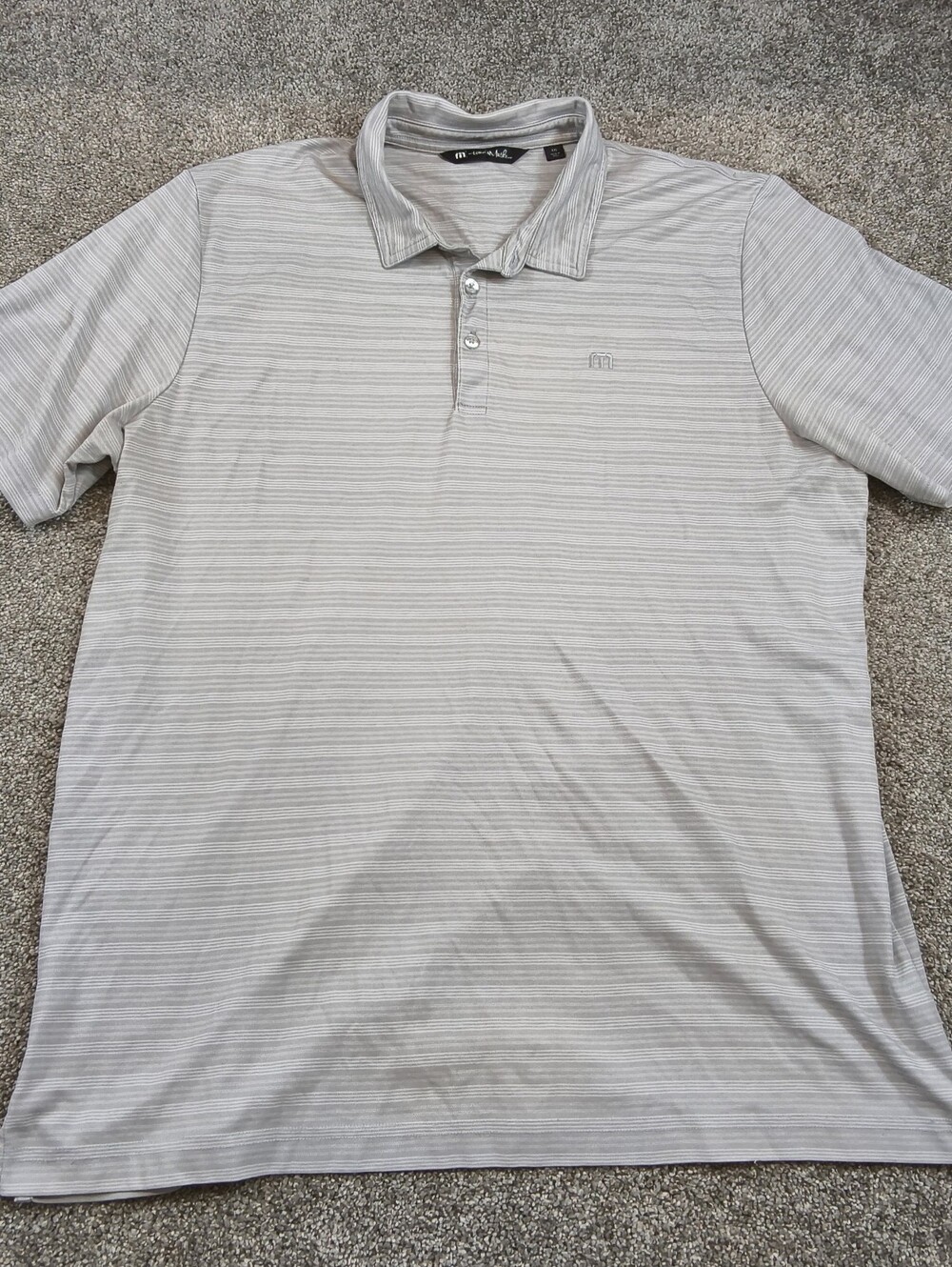 Travis Mathew Grey Striped Men’s Polo Size XXL
